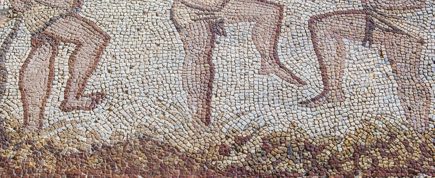 Merida, Spain - Dec 12th, 2020: Autumn mosaic. Amphitheatre House of Merida. Extremadura, Spain