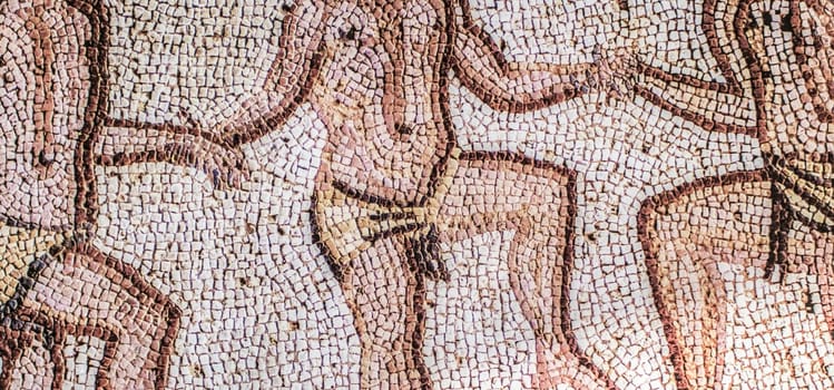 Merida, Spain - Dec 12th, 2020: Autumn mosaic. Amphitheatre House of Merida. Extremadura, Spain