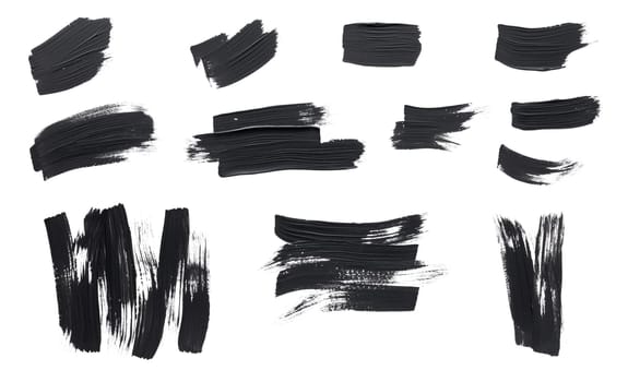 Black paint strokes isolated on white background
