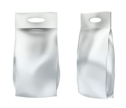 Front and side view of silver washing powder bag