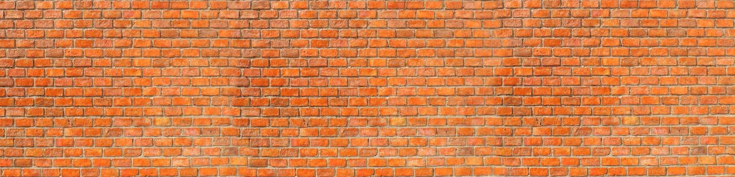 Panoramic Wide angle Vintage orange brick architecture wall material texture Background