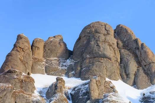 mountain top in winter. Ciucas Mountains Romania.