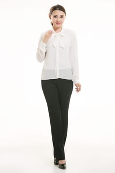 Wear clothing occupation Chinese waiters in white background
