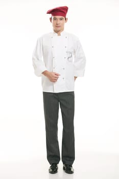 Wearing all kinds of clothing chef dietitian in front of white background