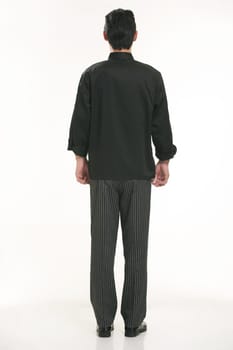 Wearing all kinds of clothing chef dietitian in front of white background