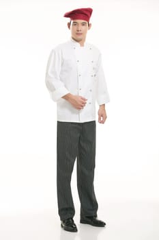 Wearing all kinds of clothing chef dietitian in front of white background