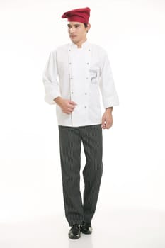 Wearing all kinds of clothing chef dietitian in front of white background