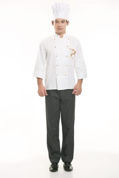 Wearing all kinds of clothing chef dietitian in front of white background