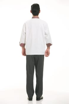 Wear clothing occupation Chinese waiters in white background