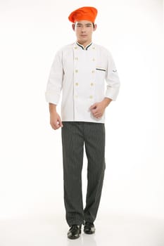 Wearing all kinds of clothing chef dietitian in front of white background