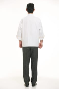 Wear clothing occupation Chinese waiters in white background