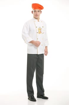 Wearing all kinds of clothing chef dietitian in front of white background