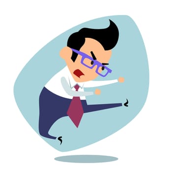Businessman karate. The image of business as a sport. Businessman in sports situations