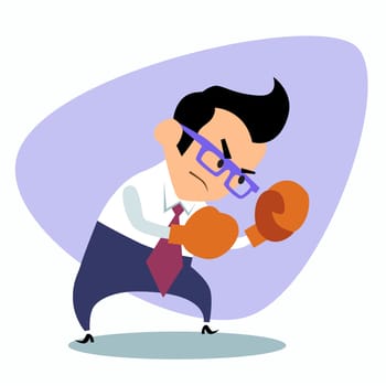 Businessman Boxing. The image of business as a sport. Businessman in sports situations