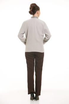 Wear clothing occupation Chinese waiters in white background