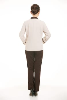 Wear clothing occupation Chinese waiters in white background