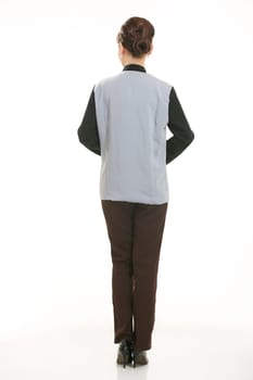 Wear clothing occupation Chinese waiters in white background