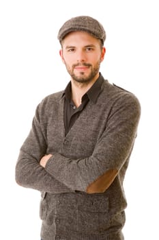 young happy casual man portrait, isolated on white