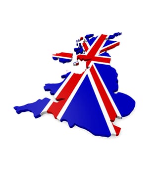 3d map of Great Britain on a white background