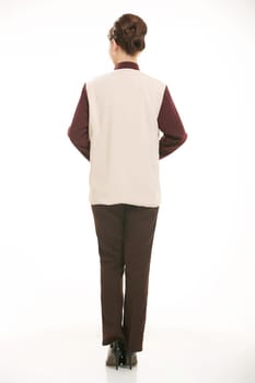 Wear clothing occupation Chinese waiters in white background