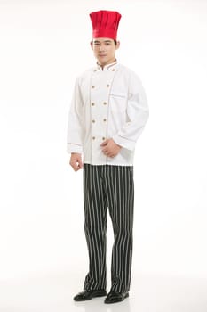 Wear clothing occupation Chinese waiters in white background