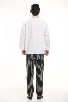 Wear clothing occupation Chinese waiters in white background