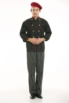 Wear clothing occupation Chinese waiters in white background