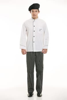 Wear clothing occupation Chinese waiters in white background