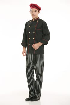 Wear clothing occupation Chinese waiters in white background