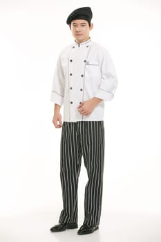 Wearing all kinds of clothing chef dietitian in front of white background