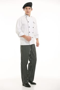 Wearing all kinds of clothing chef dietitian in front of white background