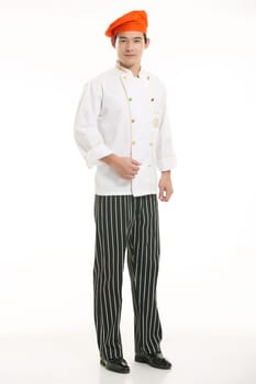 Wearing all kinds of clothing chef dietitian in front of white background