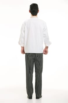Wearing all kinds of clothing chef dietitian in front of white background