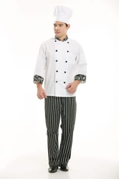 Wearing all kinds of clothing chef dietitian in front of white background