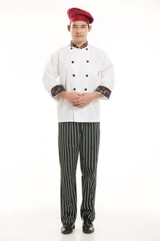 Wearing all kinds of clothing chef dietitian in front of white background