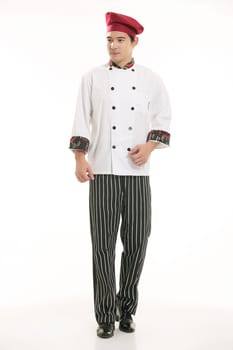 Wearing all kinds of clothing chef dietitian in front of white background