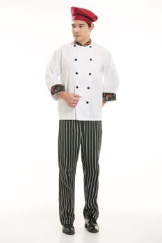 Wearing all kinds of clothing chef dietitian in front of white background