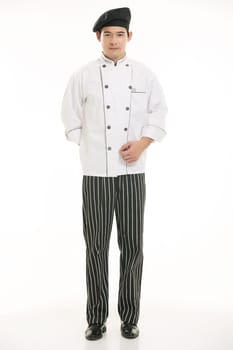 Wear clothing occupation Chinese waiters in white background