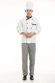 Wearing all kinds of clothing chef dietitian in front of white background