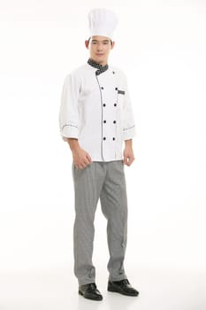 Wearing all kinds of clothing chef dietitian in front of white background
