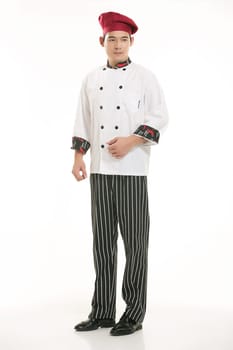 Wearing all kinds of clothing chef dietitian in front of white background