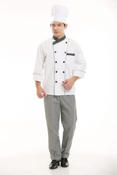 Wearing all kinds of clothing chef dietitian in front of white background