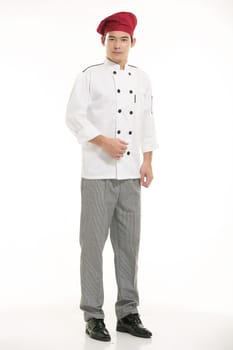 Wearing all kinds of clothing chef dietitian in front of white background