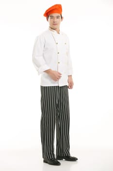 Wearing all kinds of clothing chef dietitian in front of white background