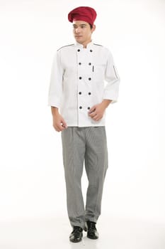 Wearing all kinds of clothing chef dietitian in front of white background