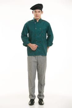 Wearing all kinds of clothing chef dietitian in front of white background