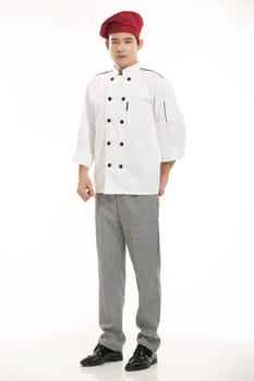 Wearing all kinds of clothing chef dietitian in front of white background