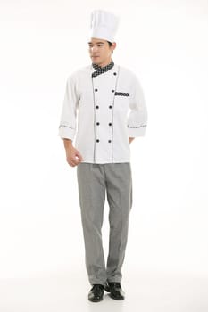 Wearing all kinds of clothing chef dietitian in front of white background