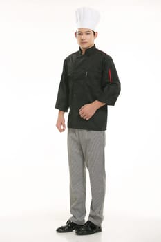 Wearing all kinds of clothing chef dietitian in front of white background