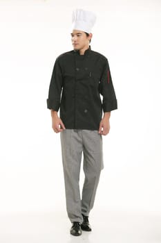Wearing all kinds of clothing chef dietitian in front of white background